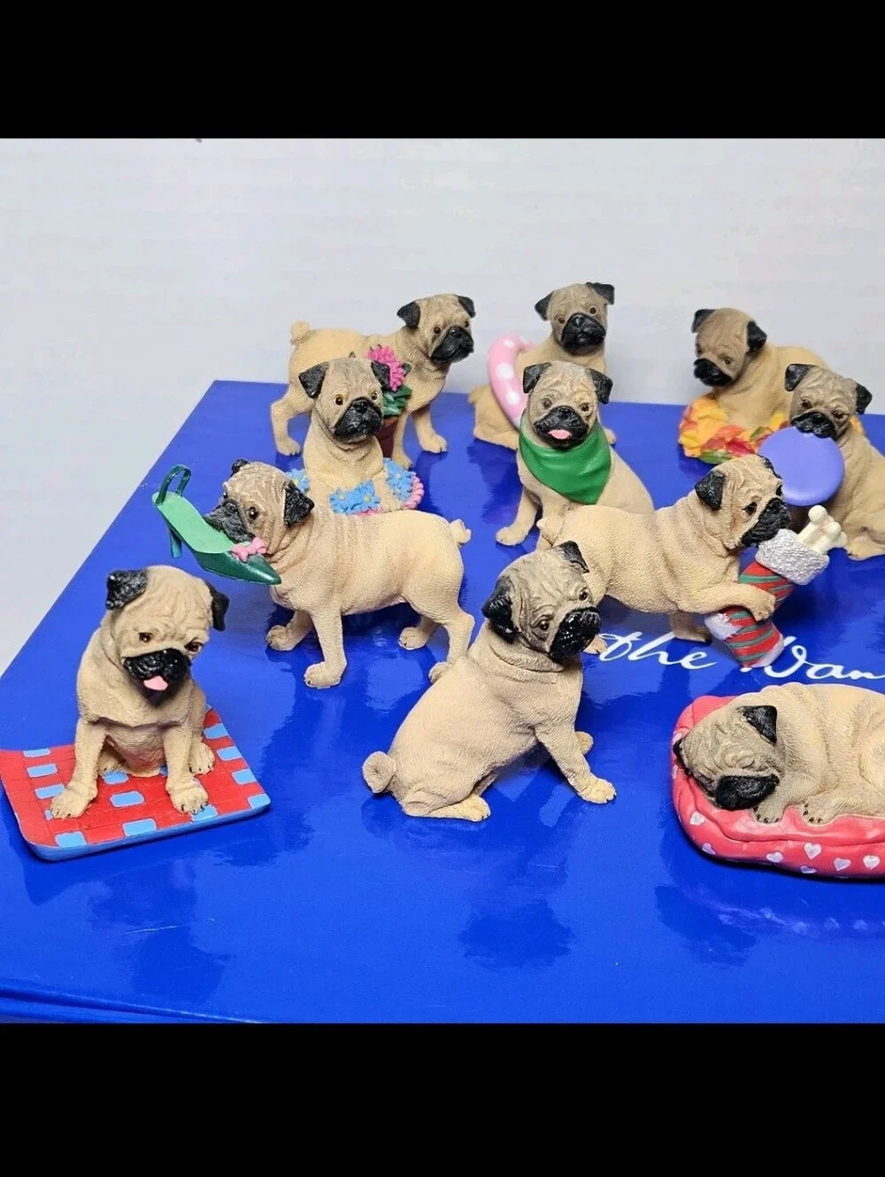 Danbury Mint Miniature Holiday PUGS Figurine Set *44 Figures* w/ Box - READ